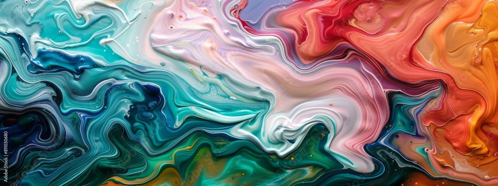 Aufkleber swirling colors of acrylic paint blend seamlessly creating a mesmerizing abstract art piece.