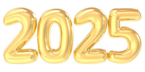 Happy New Year 2025 Gold 3D Number