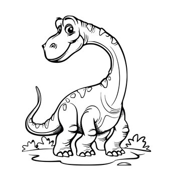 Dinosaur cartoon coloring page for kids - coloring book