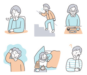 シニア女性の様々な体調不良