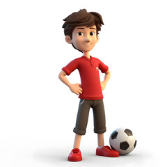 3D anime character with football