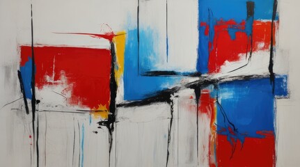 abstract expressionist painting with white background