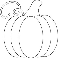 Pumpkin with Vine Line Art Graphic Design, Transparent