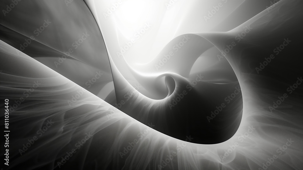 Poster abstract smooth monochrome waves in a flowing form. 8k wallpaper high-resolution digital art. elegan