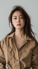 30 year old korean woman standing, simple style