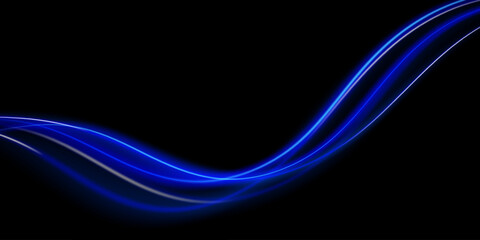 Blue glowing shiny lines effect vector background. Luminous white lines of speed. Light glowing effect. Light trail wave, fire path trace line and incandescence curve twirl.