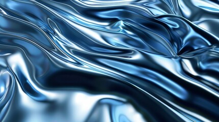 Blue metallic curve waves 3D background