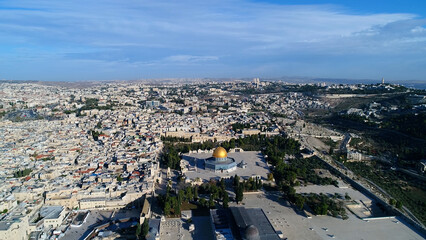 Golden dome of the rock Al aqsa mosque, Jerusalem aerial view

Drone top down rare view from golden dome of the rock, may 2022,israel
