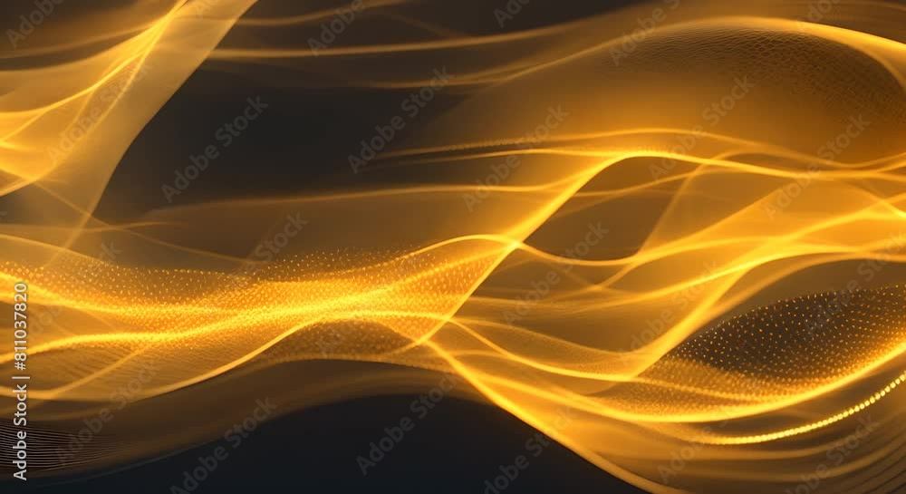 Poster gold wave of particles and lines big data visualization abstract background with a dynamic wave 3d r