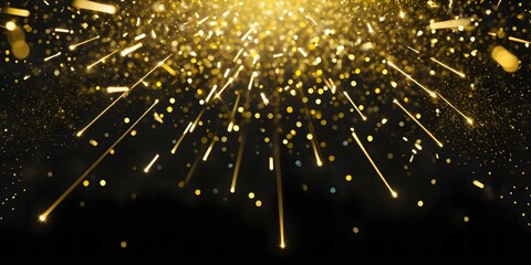 Fototapeta premium golden glowing particles, close up bokep hyper realistic, on black background_02
