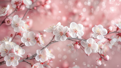Elegant Cherry Blossoms on a Soft Pink Background, Ideal for Spring-Themed Projects and Celebratory Design Elements 8k Wallpaper High-resolution