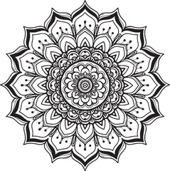 Mandala black and white vector