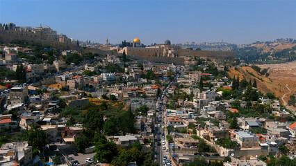 East jerusalem old city and arab neighborhood, aerial
Beautiful drone shot from Old city of Jerusalem al Aqsa Mosque, June, 2022, israel
