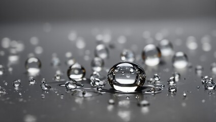 Realistic water droplets on gray background design wallpaper