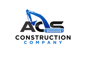 Logo design of an excavator at a construction site with the initials letters ACS © 21graphic