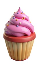 cupcake with pink icing and sprinkles