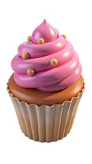 cupcake with pink icing and sprinkles