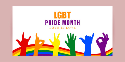 Vector illustration of Happy Pride Month social media feed template