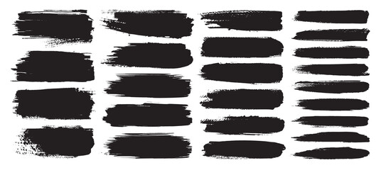 Set of vector paint brush stroke, ink splatter and artistic design elements