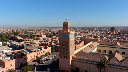 Aerial view over Morocco City Marrakech, 2022
Drone view from Marrakech city rooftops, 2022
