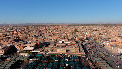 
Jemaa el-Fnaa market ,Marrakech, Aerial view,2022

Jemaa el-Fnaa is a square and market place in Marrakesh's medina quarter (old city), drone view, Marrakech Morocco, July,06,2022 

