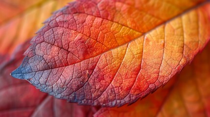 Macro detail of a colorful autumn leaf texture. Abstract background for design.
