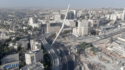 Jerusalem main entrance road one and chords bridge, aerial 2023
Drone view from Jerusalem,...