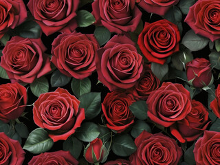 Roses in Full Bloom, Wallpaper Design Showcasing Natural Fresh Red Roses, Perfect for a Stunning Flower Wall Background