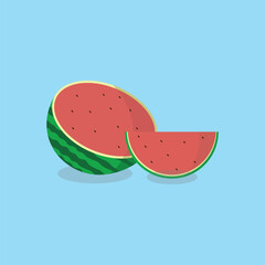 Watermelon fruit vector design. Watermelon slice, half.