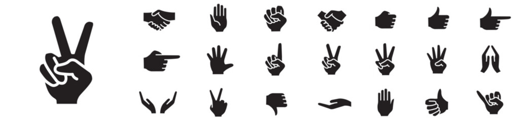 Hand gesture icon set. Editable stroke icons collection illustration vector.