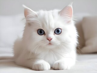 White Cat Animal Realistic Photo Illustration Art