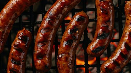 A grill with sausages on it.