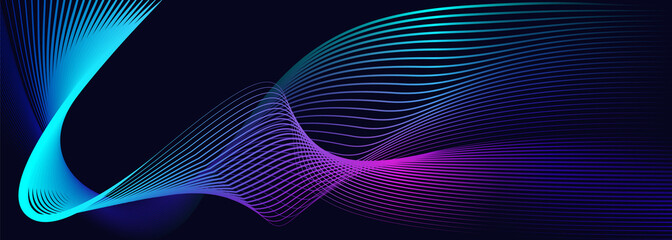 Modern purple blue gradient flowing wave lines.