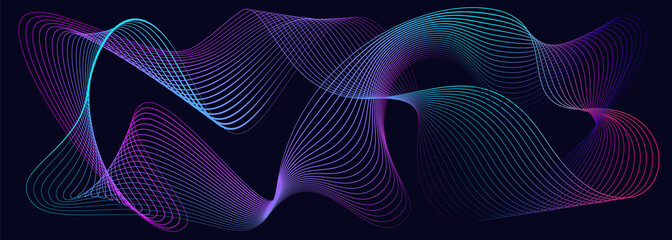 Modern purple blue gradient flowing wave lines.