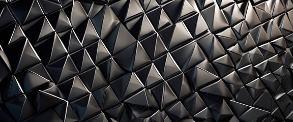 Futuristic, high-tech, on a dark background, with a triangular pattern.