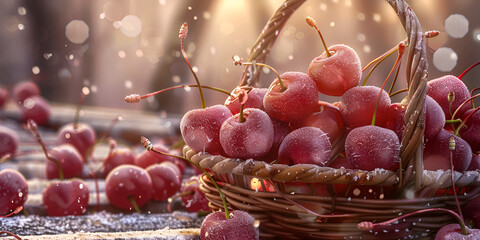 A bunch of the red grapes in the basket