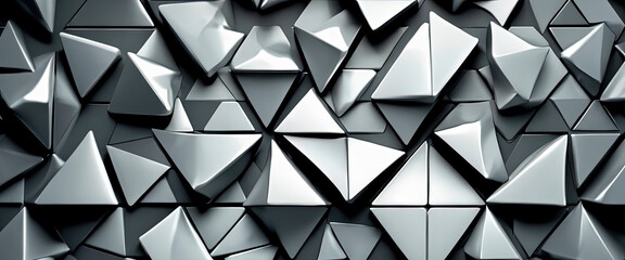 Futuristic, high-tech, on a dark background, with a triangular pattern.