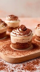 Tiramisu glass cupcake sweet creamy snack dessert with chocho flour