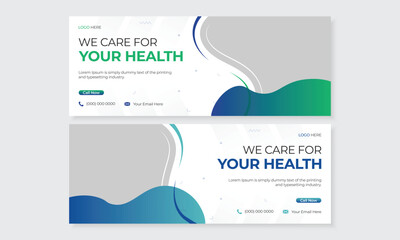 Abstract minimal medical health care social media facebook timeline cover banner design template for hospital clinic doctor advertising promotion web banner ads post layout bundle set