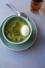 Peruvian green soup. Concept of soups.