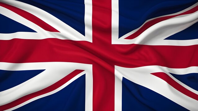 Waving British Flag 3D Illustration. The National Flag of the United Kingdom.