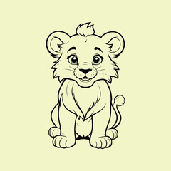 vector cute male child Lion smiling outline illustration