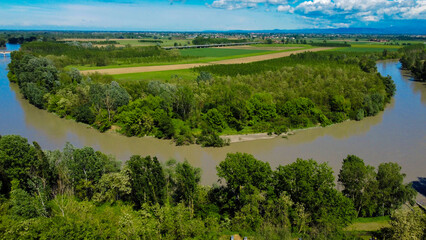 Tanaro river in Pecetto of Valenza, Alessandria, Piedmont, Italy