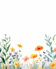 Vertical watercolor wildflower illustration with ample white space