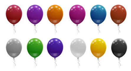 Set of round helium balloons in soft pastel colors. Festive decorative element in realistic 3d design.