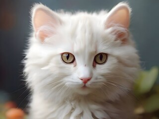 White Cat Animal Realistic Photo Illustration Art