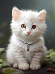 White Cat Animal Realistic Photo Illustration Art