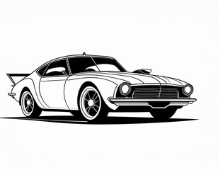 Obraz premium logo voiture noir et blanc dessin ia, voiture de course, carrosier