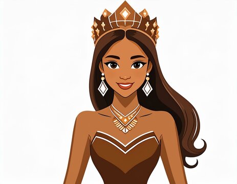 princesse avec une couronne et bijoux en dessin ia