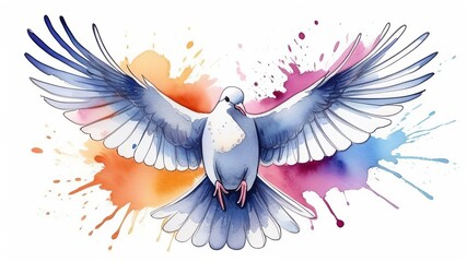 Image of a white dove of peace in watercolor style